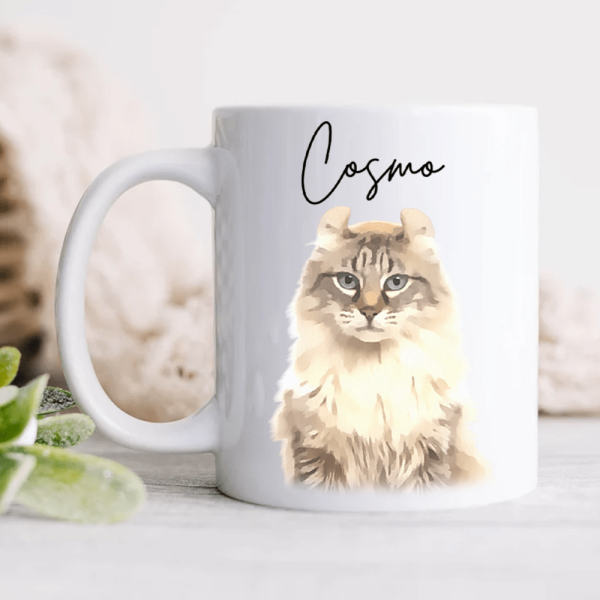 Custom Watercolor Dog Cat Pet Photo White Mug HA75 891802 Custom Watercolor Dog Cat Pet Photo White Mug HA75 891802