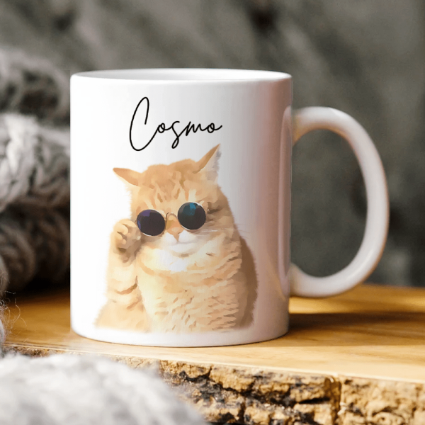 Custom Watercolor Dog Cat Pet Photo White Mug HA75 891802 Custom Watercolor Dog Cat Pet Photo White Mug HA75 891802