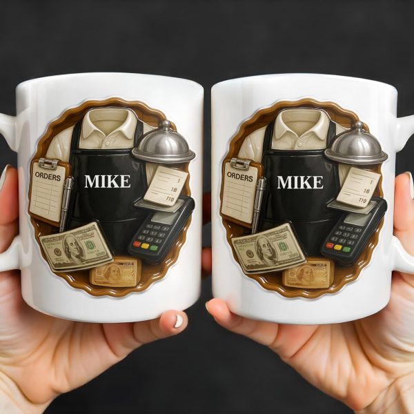 Customizable Diner Server Mug With Essential Tools - Personalized Custom Coffee Mug - FAM381_MG Customizable Diner Server Mug With Essential Tools - Personalized Custom Coffee Mug - FAM381_MG