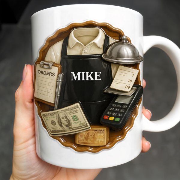 Customizable Diner Server Mug With Essential Tools - Personalized Custom Coffee Mug - FAM381_MG Customizable Diner Server Mug With Essential Tools - Personalized Custom Coffee Mug - FAM381_MG