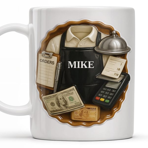 Customizable Diner Server Mug With Essential Tools - Personalized Custom Coffee Mug - FAM381_MG Customizable Diner Server Mug With Essential Tools - Personalized Custom Coffee Mug - FAM381_MG