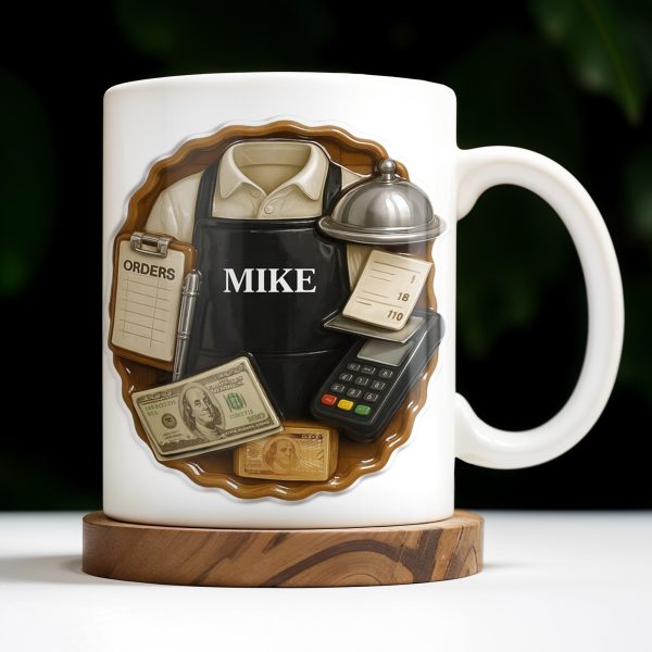 Customizable Diner Server Mug With Essential Tools - Personalized Custom Coffee Mug - FAM381_MG Customizable Diner Server Mug With Essential Tools - Personalized Custom Coffee Mug - FAM381_MG