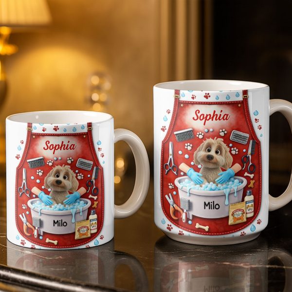 Customizable Dog Grooming Coffee Mug With Dog And Supplies - Personalized Custom Coffee Mug - JBS055_MG