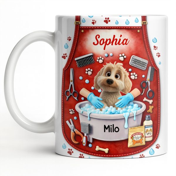 Customizable Dog Grooming Coffee Mug With Dog And Supplies - Personalized Custom Coffee Mug - JBS055_MG