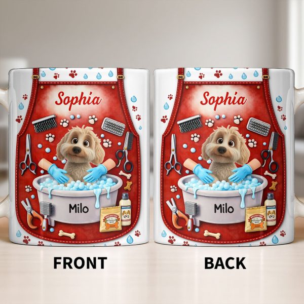 Customizable Dog Grooming Coffee Mug With Dog And Supplies - Personalized Custom Coffee Mug - JBS055_MG