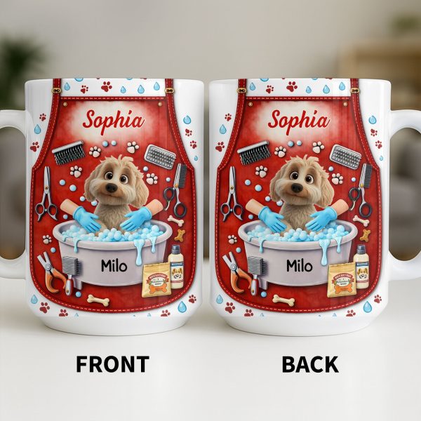 Customizable Dog Grooming Coffee Mug With Dog And Supplies - Personalized Custom Coffee Mug - JBS055_MG