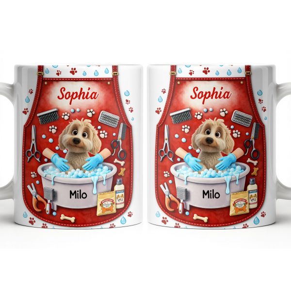 Customizable Dog Grooming Coffee Mug With Dog And Supplies - Personalized Custom Coffee Mug - JBS055_MG