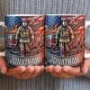 Customizable Firefighter With Fire Truck and American Flag - Personalized Custom Coffee Mug - FIF056_MG