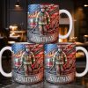 Customizable Firefighter With Fire Truck and American Flag - Personalized Custom Coffee Mug - FIF056_MG