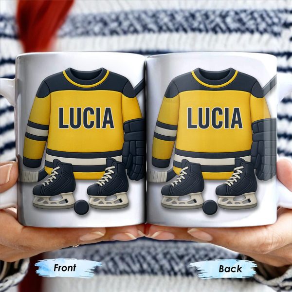 Customizable Hockey Jersey and Ice Skates Design - Personalized Custom Coffee Mug - SPORT008_MG Customizable Hockey Jersey and Ice Skates Design - Personalized Custom Coffee Mug - SPORT008_MG
