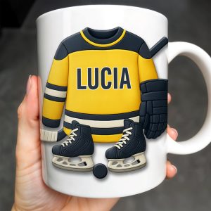 Customizable Hockey Jersey and Ice Skates Design - Personalized Custom Coffee Mug - SPORT008_MG