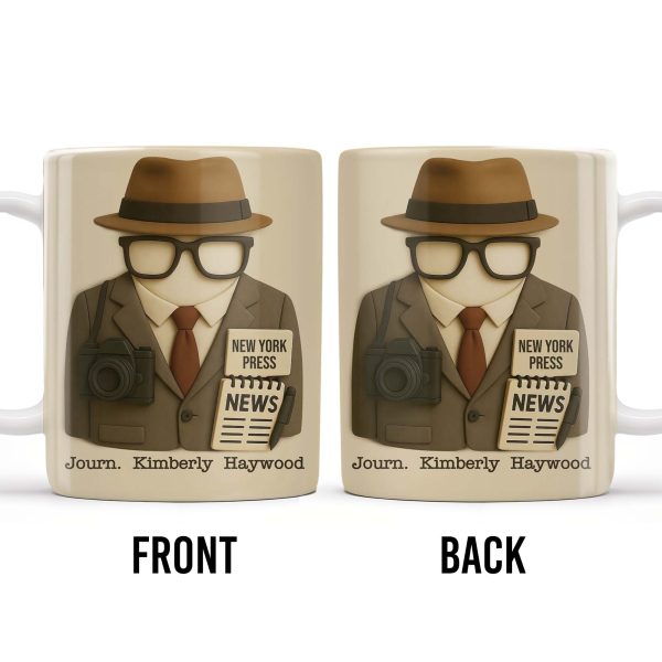 Customizable Journalist, Camera, Press Badge, Hat, Glasses - Personalized Custom Coffee Mug - OFW002_MG Customizable Journalist, Camera, Press Badge, Hat, Glasses - Personalized Custom Coffee Mug - OFW002_MG