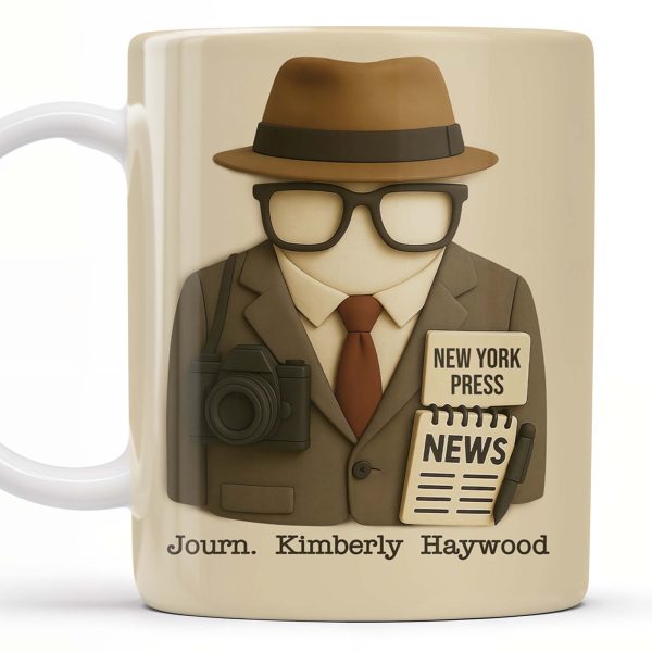 Customizable Journalist, Camera, Press Badge, Hat, Glasses - Personalized Custom Coffee Mug - OFW002_MG Customizable Journalist, Camera, Press Badge, Hat, Glasses - Personalized Custom Coffee Mug - OFW002_MG