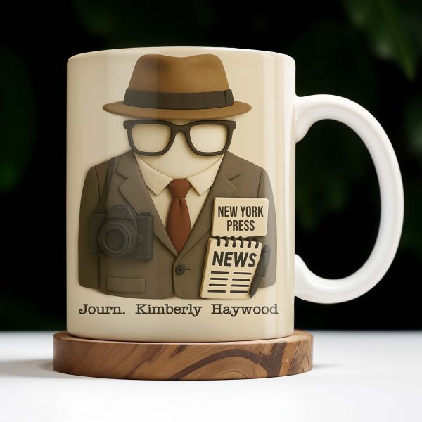 Customizable Journalist, Camera, Press Badge, Hat, Glasses - Personalized Custom Coffee Mug - OFW002_MG Customizable Journalist, Camera, Press Badge, Hat, Glasses - Personalized Custom Coffee Mug - OFW002_MG