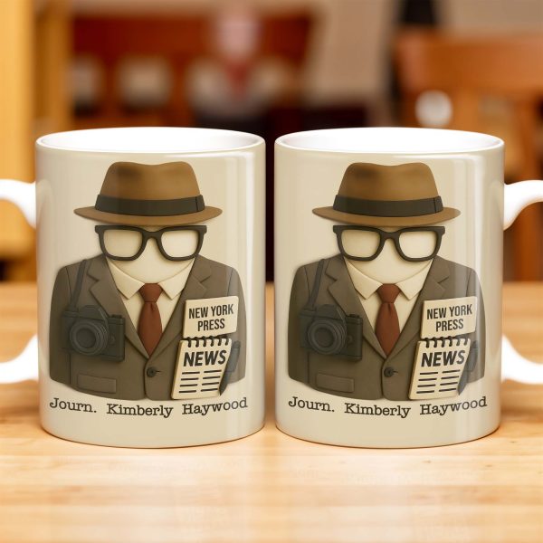 Customizable Journalist, Camera, Press Badge, Hat, Glasses - Personalized Custom Coffee Mug - OFW002_MG Customizable Journalist, Camera, Press Badge, Hat, Glasses - Personalized Custom Coffee Mug - OFW002_MG