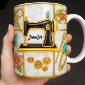 Customizable Name and Design Sewing Enthusiast Mug - Personalized Custom Coffee Mug - HOB025_MG