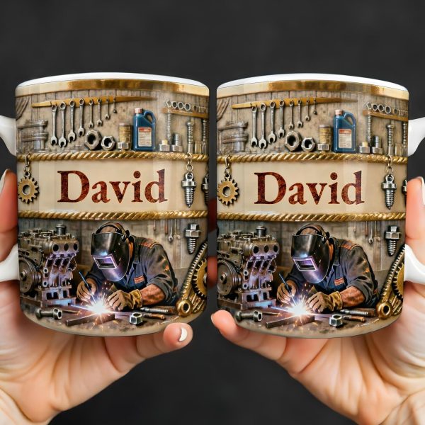 Customizable Name, Tools And Gears - Personalized Custom Coffee Mug - JBS107_MG Customizable Name, Tools And Gears - Personalized Custom Coffee Mug - JBS107_MG