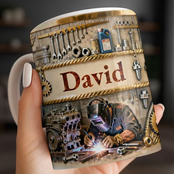 Customizable Name, Tools And Gears - Personalized Custom Coffee Mug - JBS107_MG Customizable Name, Tools And Gears - Personalized Custom Coffee Mug - JBS107_MG