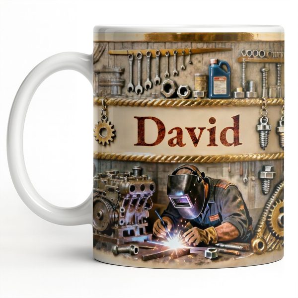 Customizable Name, Tools And Gears - Personalized Custom Coffee Mug - JBS107_MG Customizable Name, Tools And Gears - Personalized Custom Coffee Mug - JBS107_MG