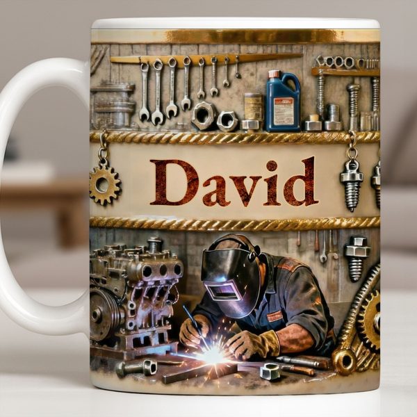 Customizable Name, Tools And Gears - Personalized Custom Coffee Mug - JBS107_MG Customizable Name, Tools And Gears - Personalized Custom Coffee Mug - JBS107_MG