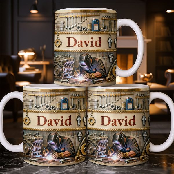 Customizable Name, Tools And Gears - Personalized Custom Coffee Mug - JBS107_MG Customizable Name, Tools And Gears - Personalized Custom Coffee Mug - JBS107_MG