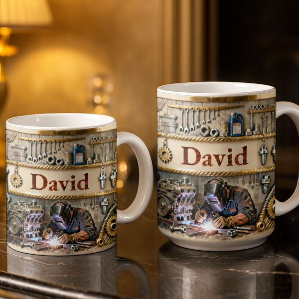 Customizable Name, Tools And Gears - Personalized Custom Coffee Mug - JBS107_MG Customizable Name, Tools And Gears - Personalized Custom Coffee Mug - JBS107_MG
