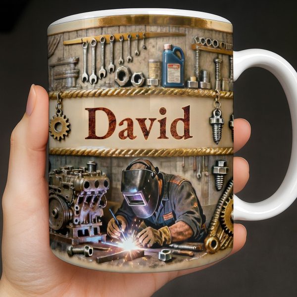 Customizable Name, Tools And Gears - Personalized Custom Coffee Mug - JBS107_MG Customizable Name, Tools And Gears - Personalized Custom Coffee Mug - JBS107_MG