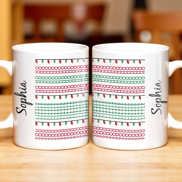 Customizable Name With Festive Light Strings - Personalized Custom Coffee Mug - XMAS155_MG Customizable Name With Festive Light Strings - Personalized Custom Coffee Mug - XMAS155_MG