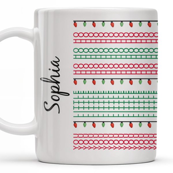 Customizable Name With Festive Light Strings - Personalized Custom Coffee Mug - XMAS155_MG Customizable Name With Festive Light Strings - Personalized Custom Coffee Mug - XMAS155_MG