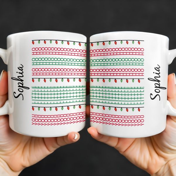 Customizable Name With Festive Light Strings - Personalized Custom Coffee Mug - XMAS155_MG Customizable Name With Festive Light Strings - Personalized Custom Coffee Mug - XMAS155_MG