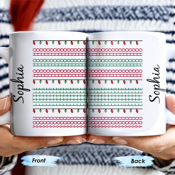 Customizable Name With Festive Light Strings - Personalized Custom Coffee Mug - XMAS155_MG Customizable Name With Festive Light Strings - Personalized Custom Coffee Mug - XMAS155_MG