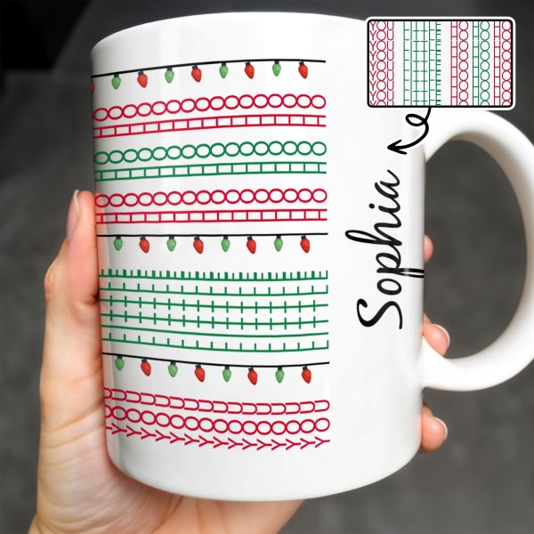 Customizable Name With Festive Light Strings - Personalized Custom Coffee Mug - XMAS155_MG Customizable Name With Festive Light Strings - Personalized Custom Coffee Mug - XMAS155_MG