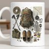 Customize Essential Outdoor Adventure Gear Backpack, Boots, Map - Personalized Custom Coffee Mug - HOB048_MG Customize Essential Outdoor Adventure Gear Backpack, Boots, Map - Personalized Custom Coffee Mug - HOB048_MG