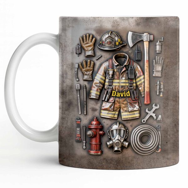 Customize This Mug With Your Firefighter's Name And Gear - Personalized Custom Coffee Mug - FIF047_MG