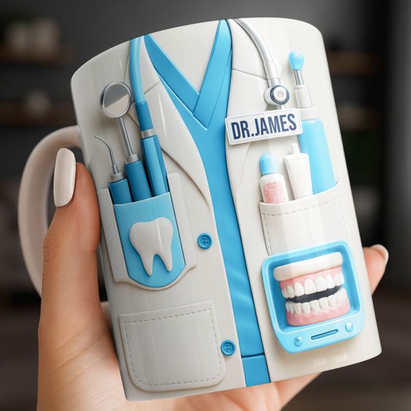 Customize With Name and Title, Dental Tools Design - Personalized Custom Coffee Mug - DOC080_MG Customize With Name and Title, Dental Tools Design - Personalized Custom Coffee Mug - DOC080_MG
