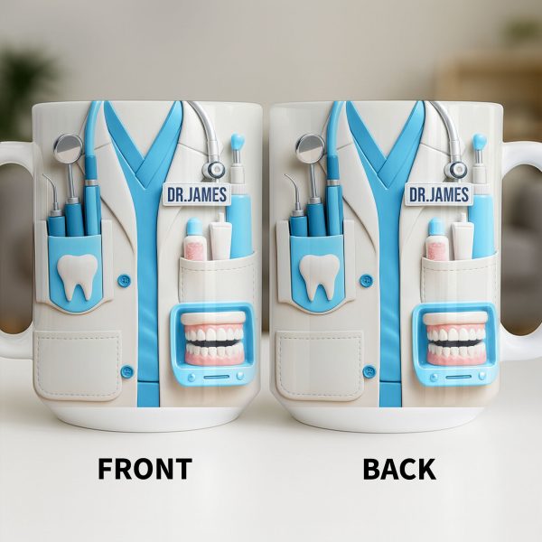 Customize With Name and Title, Dental Tools Design - Personalized Custom Coffee Mug - DOC080_MG Customize With Name and Title, Dental Tools Design - Personalized Custom Coffee Mug - DOC080_MG