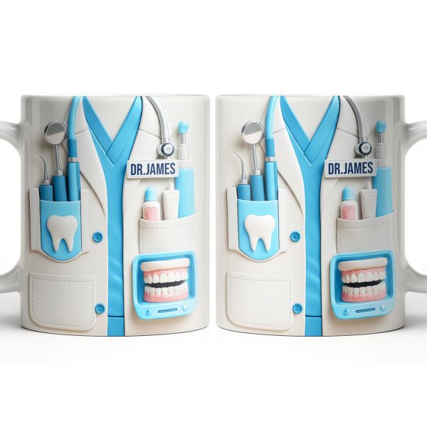 Customize With Name and Title, Dental Tools Design - Personalized Custom Coffee Mug - DOC080_MG Customize With Name and Title, Dental Tools Design - Personalized Custom Coffee Mug - DOC080_MG