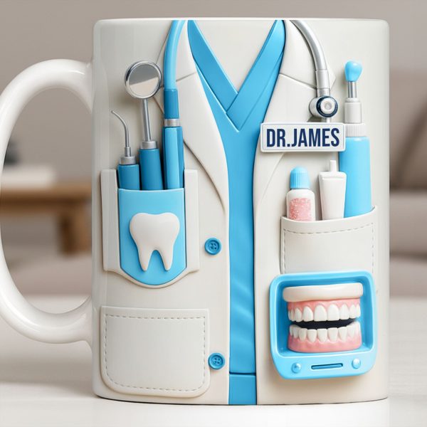 Customize With Name and Title, Dental Tools Design - Personalized Custom Coffee Mug - DOC080_MG Customize With Name and Title, Dental Tools Design - Personalized Custom Coffee Mug - DOC080_MG