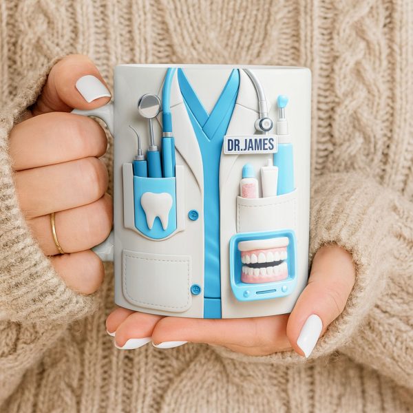 Customize With Name and Title, Dental Tools Design - Personalized Custom Coffee Mug - DOC080_MG Customize With Name and Title, Dental Tools Design - Personalized Custom Coffee Mug - DOC080_MG