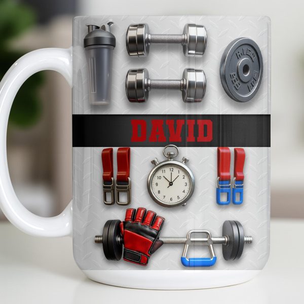 Customize With Your Special Name And Fitness Gear - Personalized Custom Coffee Mug - HOB035_MG