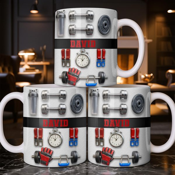 Customize With Your Special Name And Fitness Gear - Personalized Custom Coffee Mug - HOB035_MG