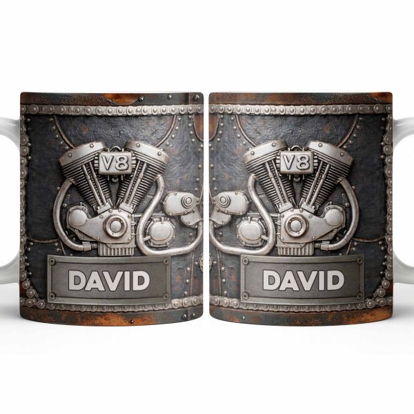 Customize Your Name, V8 Engine Design - Personalized Custom Coffee Mug - HOB021_MG Customize Your Name, V8 Engine Design - Personalized Custom Coffee Mug - HOB021_MG