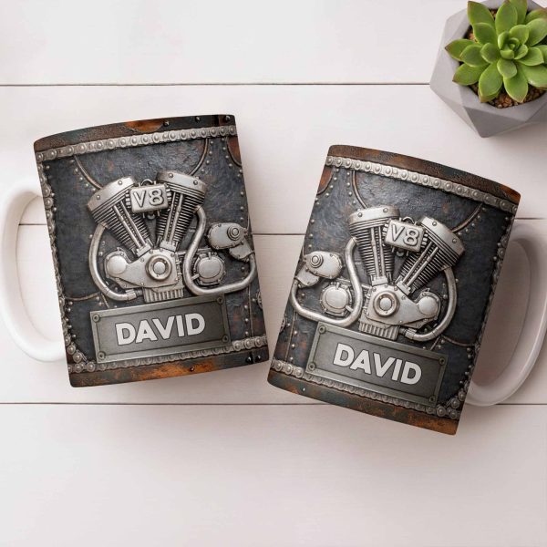 Customize Your Name, V8 Engine Design - Personalized Custom Coffee Mug - HOB021_MG Customize Your Name, V8 Engine Design - Personalized Custom Coffee Mug - HOB021_MG