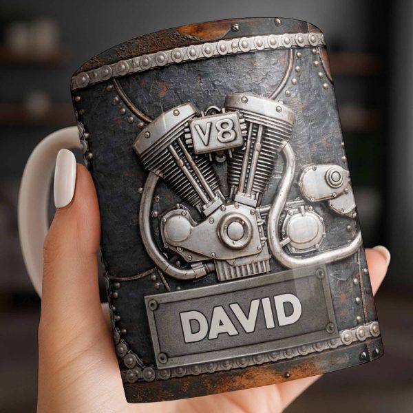 Customize Your Name, V8 Engine Design - Personalized Custom Coffee Mug - HOB021_MG Customize Your Name, V8 Engine Design - Personalized Custom Coffee Mug - HOB021_MG