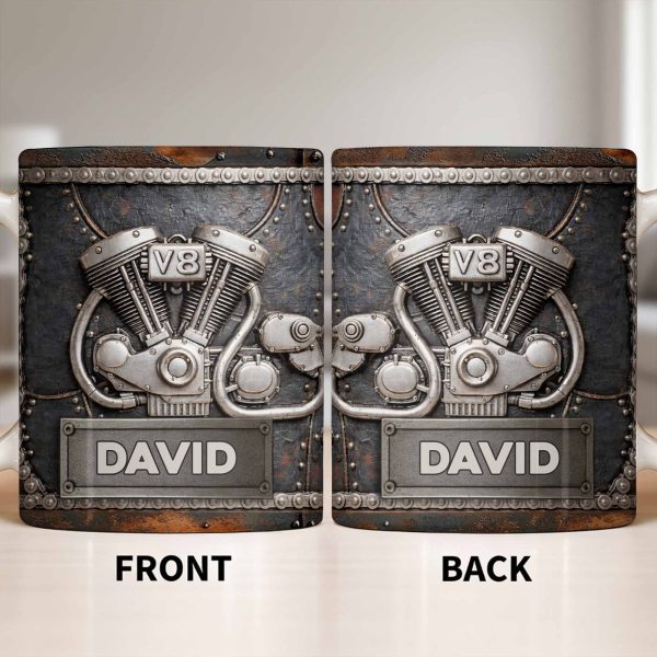Customize Your Name, V8 Engine Design - Personalized Custom Coffee Mug - HOB021_MG Customize Your Name, V8 Engine Design - Personalized Custom Coffee Mug - HOB021_MG