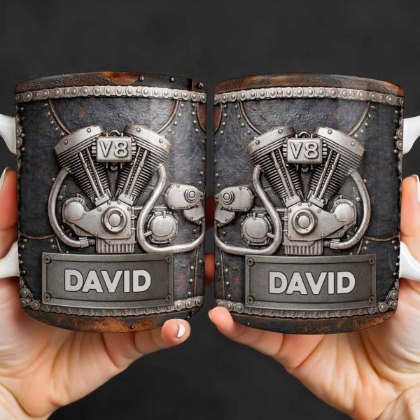Customize Your Name, V8 Engine Design - Personalized Custom Coffee Mug - HOB021_MG Customize Your Name, V8 Engine Design - Personalized Custom Coffee Mug - HOB021_MG
