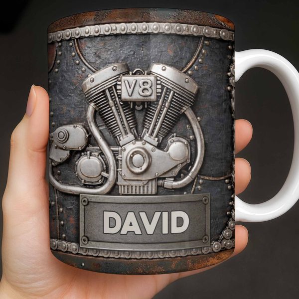 Customize Your Name, V8 Engine Design - Personalized Custom Coffee Mug - HOB021_MG Customize Your Name, V8 Engine Design - Personalized Custom Coffee Mug - HOB021_MG