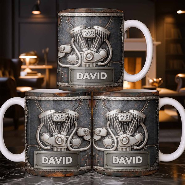 Customize Your Name, V8 Engine Design - Personalized Custom Coffee Mug - HOB021_MG Customize Your Name, V8 Engine Design - Personalized Custom Coffee Mug - HOB021_MG