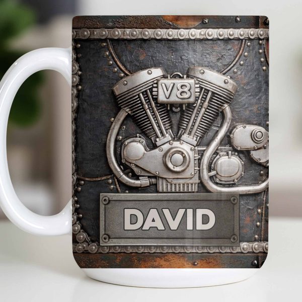 Customize Your Name, V8 Engine Design - Personalized Custom Coffee Mug - HOB021_MG Customize Your Name, V8 Engine Design - Personalized Custom Coffee Mug - HOB021_MG