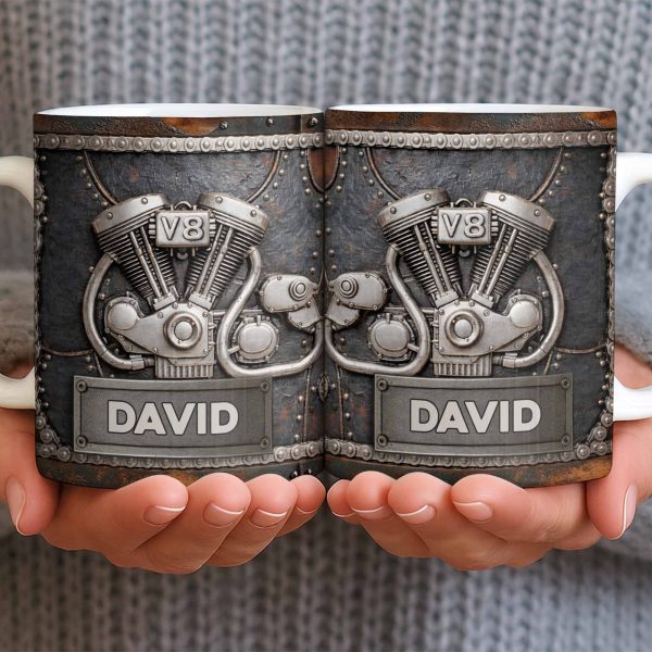 Customize Your Name, V8 Engine Design - Personalized Custom Coffee Mug - HOB021_MG Customize Your Name, V8 Engine Design - Personalized Custom Coffee Mug - HOB021_MG